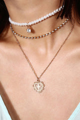 Peach Heart Pearl Choker Necklace