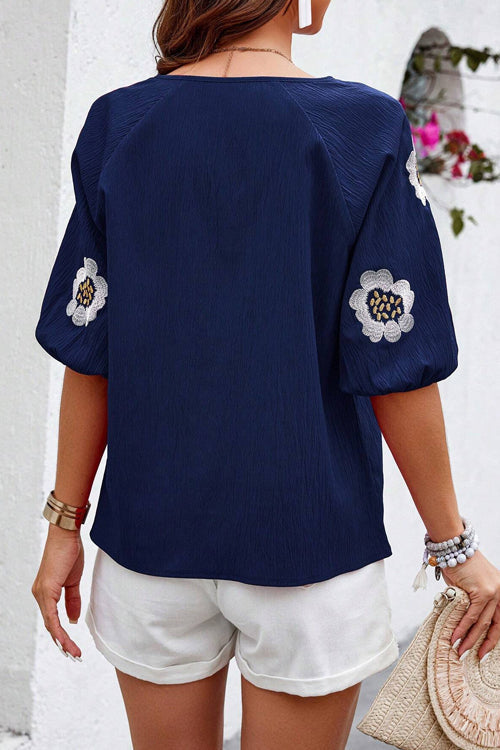 Waiting For Love Floral Embroidery Short Sleeve Top - 3 Colors