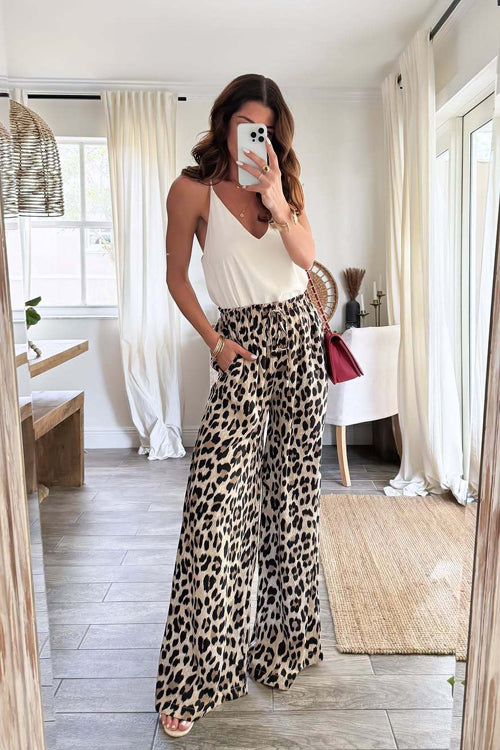 Blissful Vacay Leopard Print Wide Leg Pants