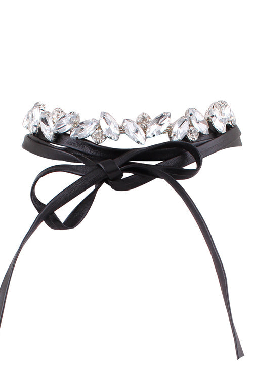 Crystal Leather Punk Choker