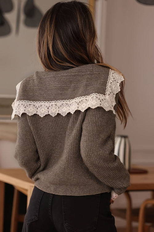 First Frost Lace Button Down Sweater Top