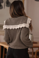 First Frost Lace Button Down Sweater Top