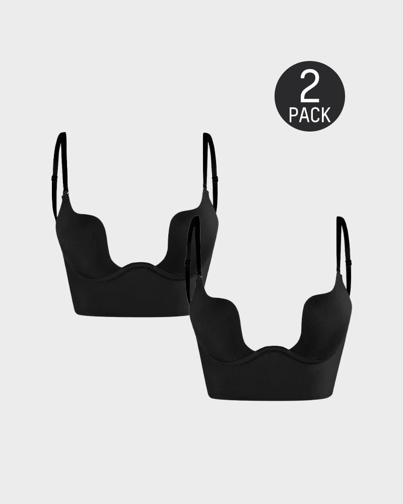 2 PackLow Back Secret Plunge Bra - Black