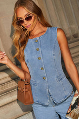 Carefree Style Denim Vest Set- 2 Colors