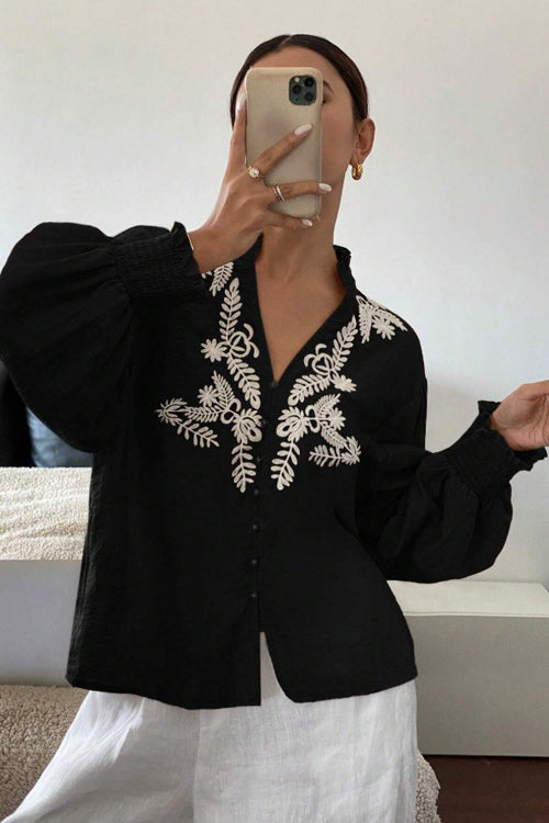 Everyday Luck Floral Embroidered Cotton Top - 5 Colors