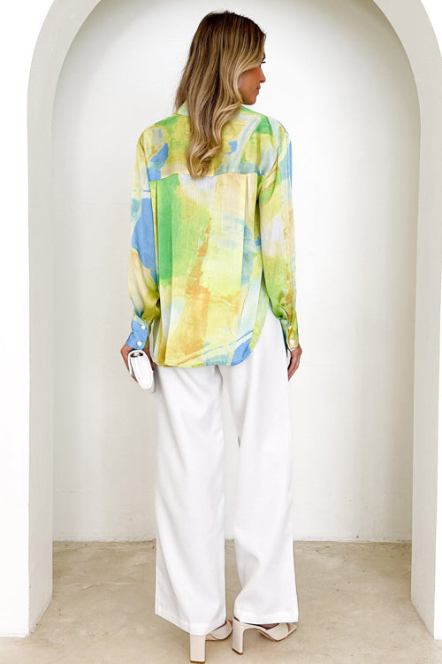 Help You Out Print Collared Long Sleeve Top - 3 Colors