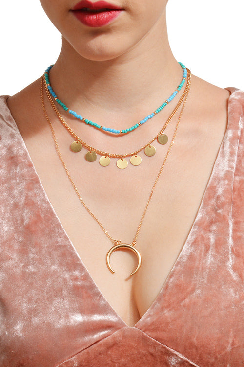 Bead Pendant Moon Necklace