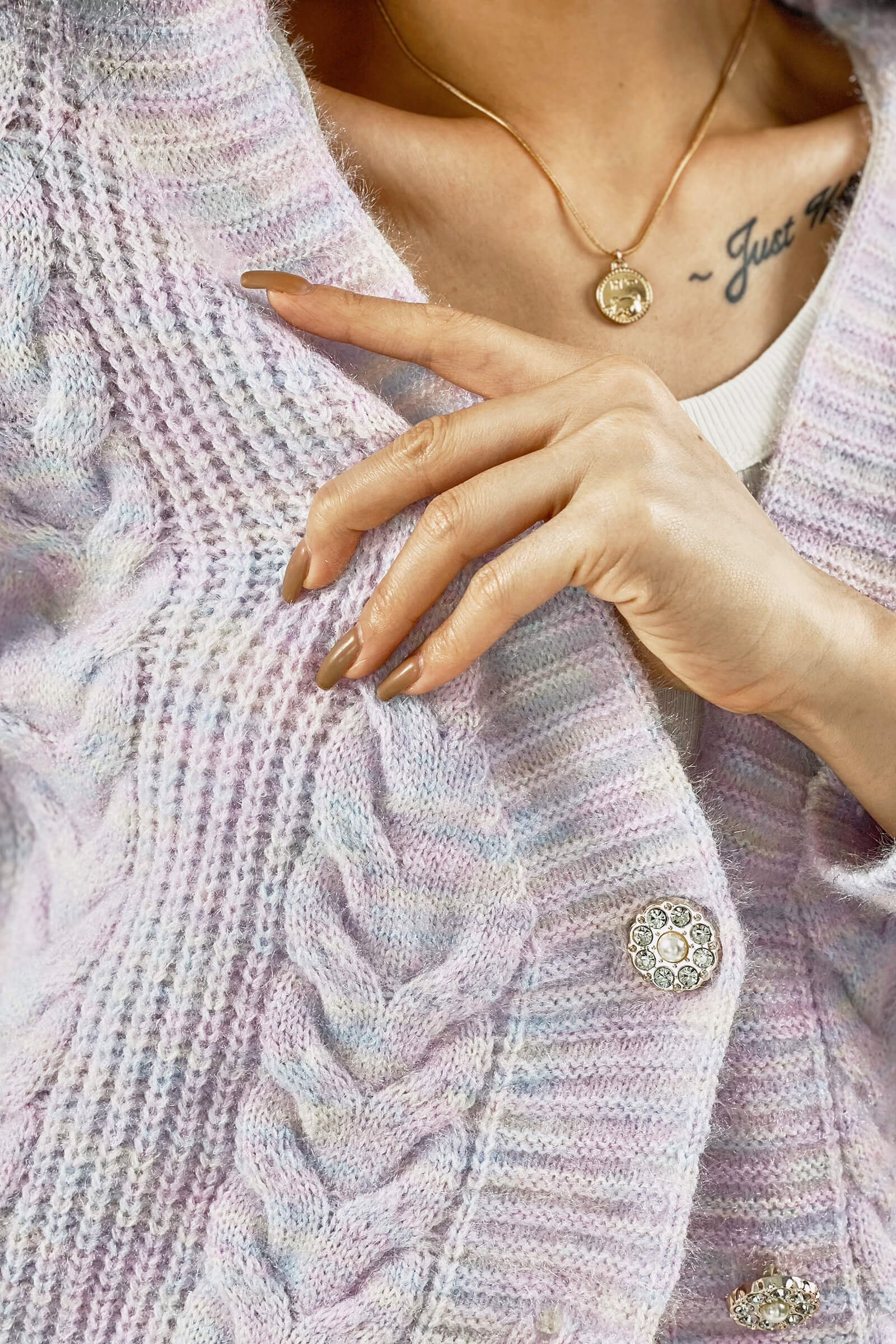 Plum V-Neck Long Sleeve Cardigan