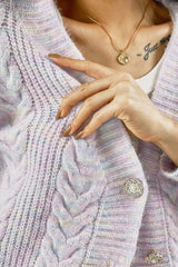 Plum V-Neck Long Sleeve Cardigan