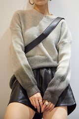 Grey Two-Tone Knit Sweater