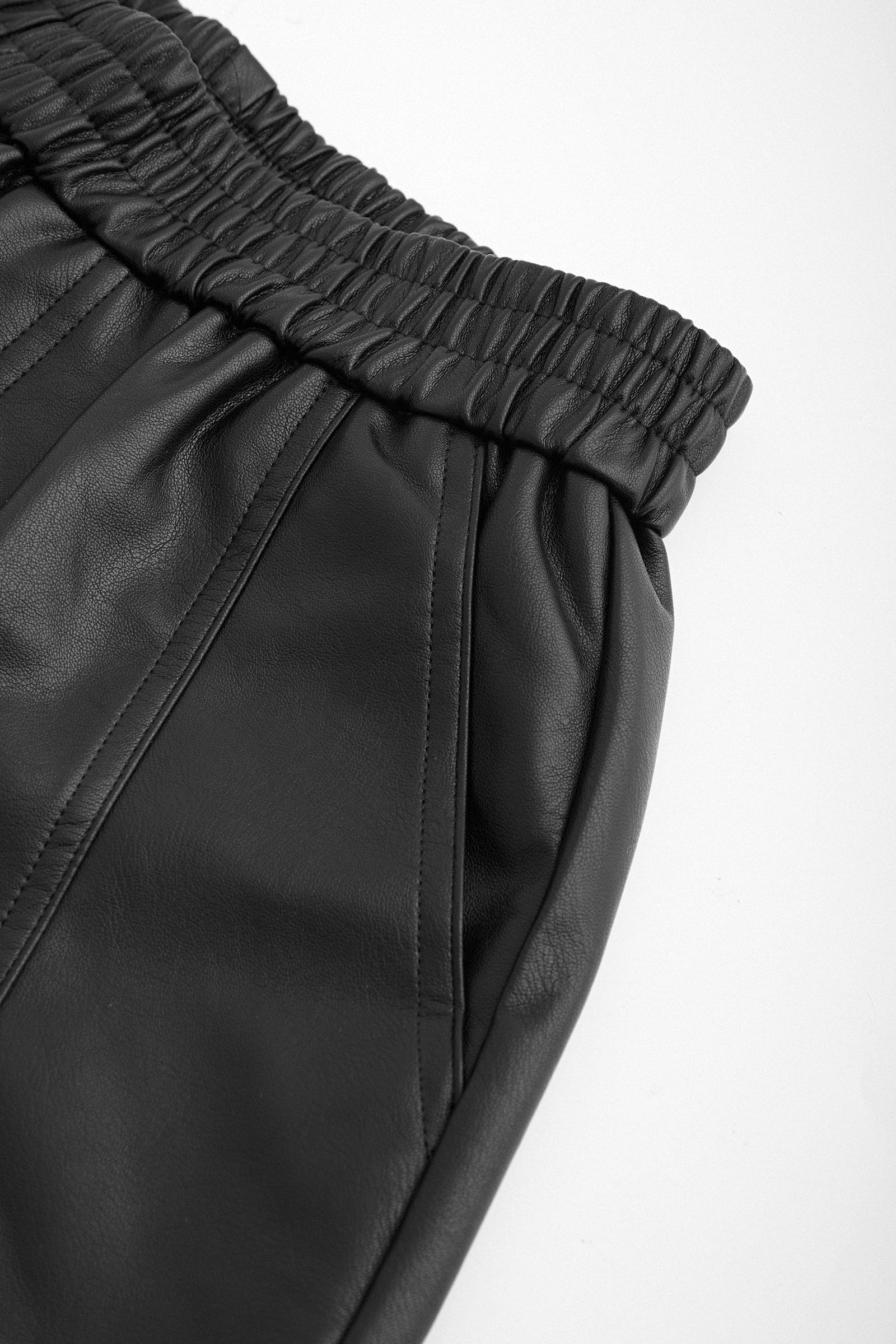 Joleen Black Leather Shorts