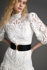 White Lace High Neck Bodycon Mini Dress