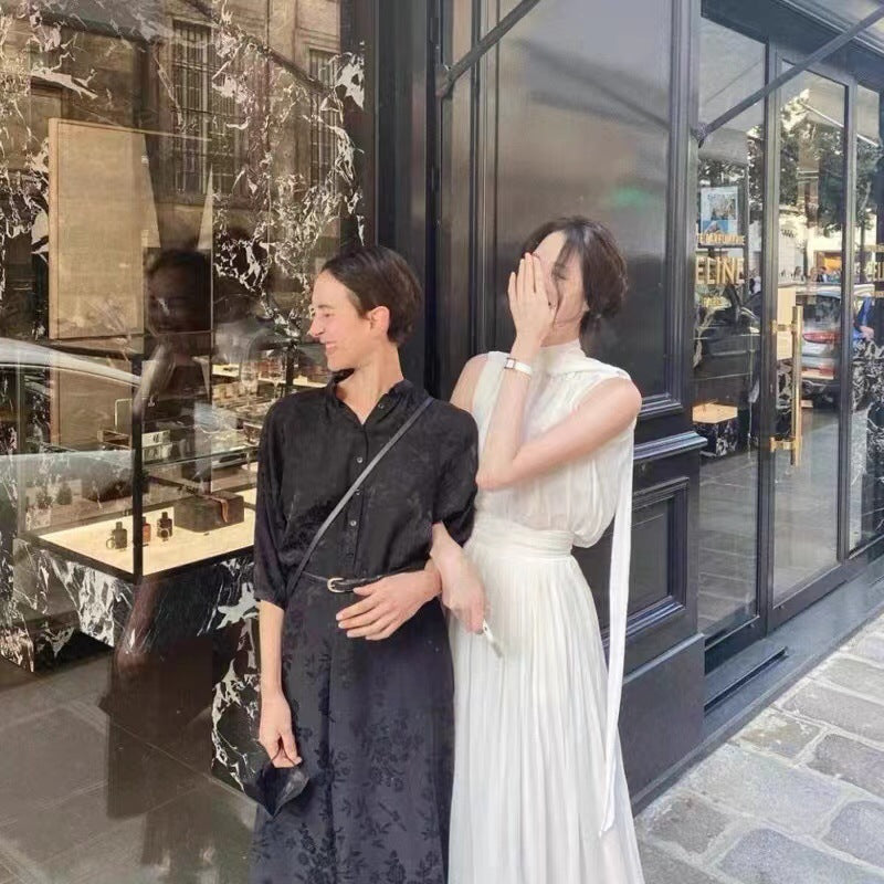 White Sleeveless Pleat Detail Spaghetti Strap Midi Dress