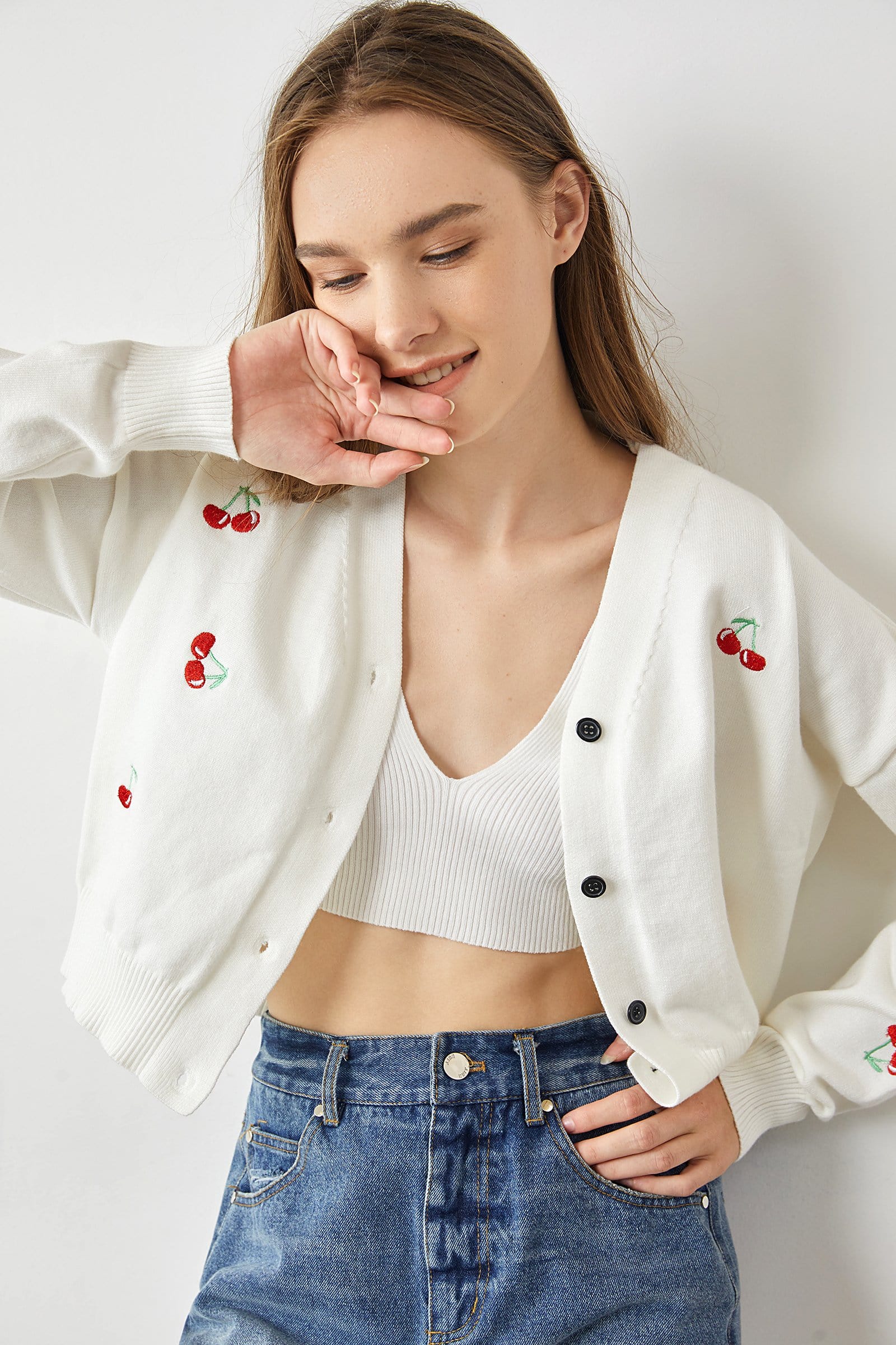 Mariko White Sweet Cardigan