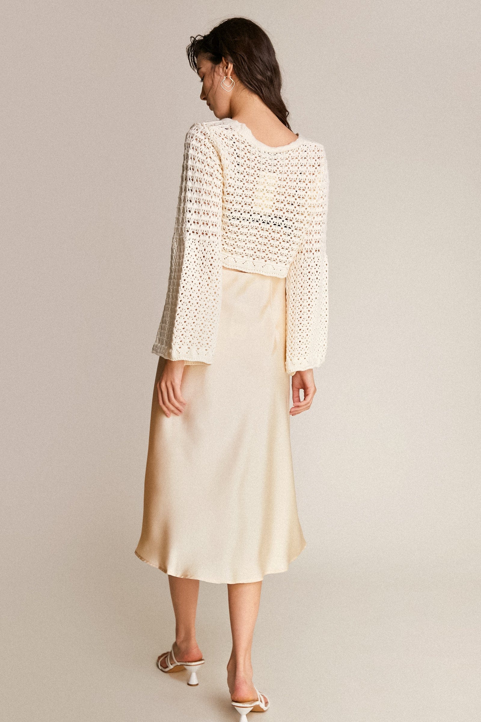 Floral White Crochet Button-Up Long Sleeve Cardigan