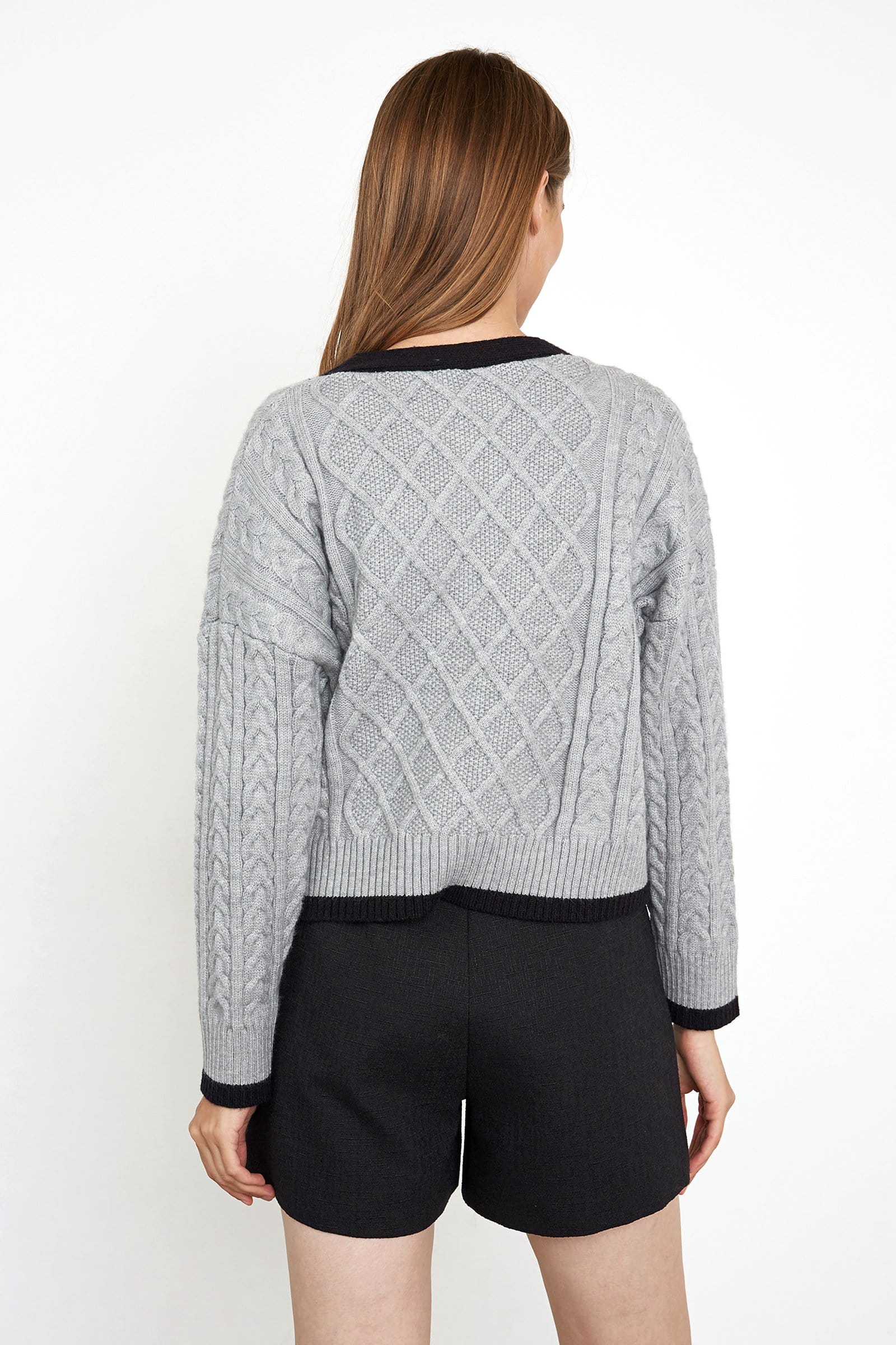 Hildagarde Grey Button-Up Cardigan