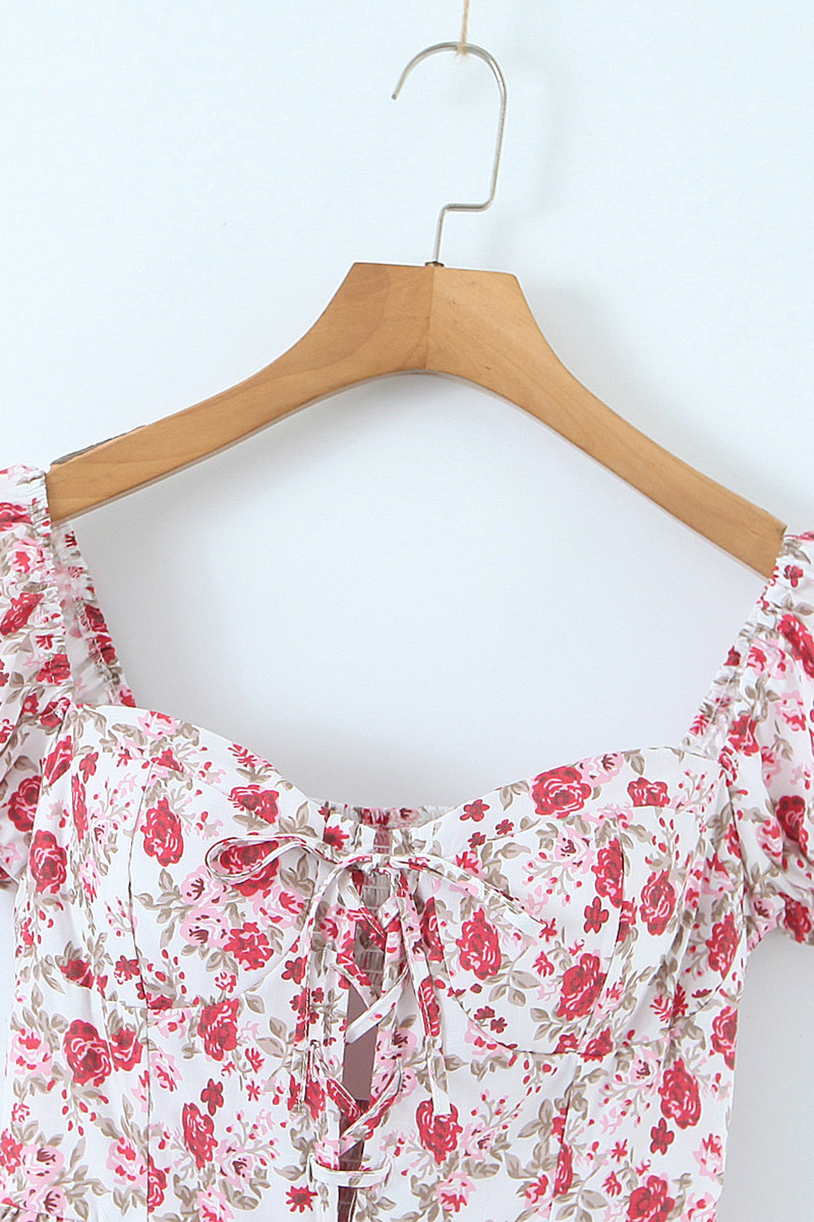 Pink Floral Print Tiered Bustier Mini Dress