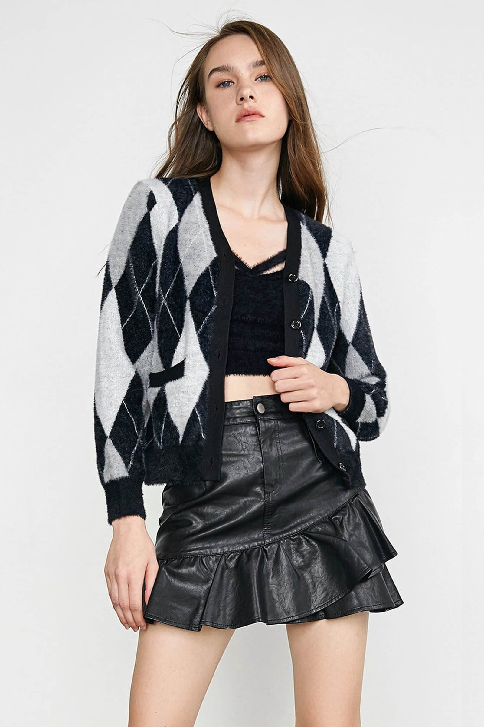 Ednah Black Button-Up Cardigan