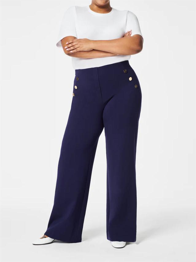 Button wide-leg flat T-shirt