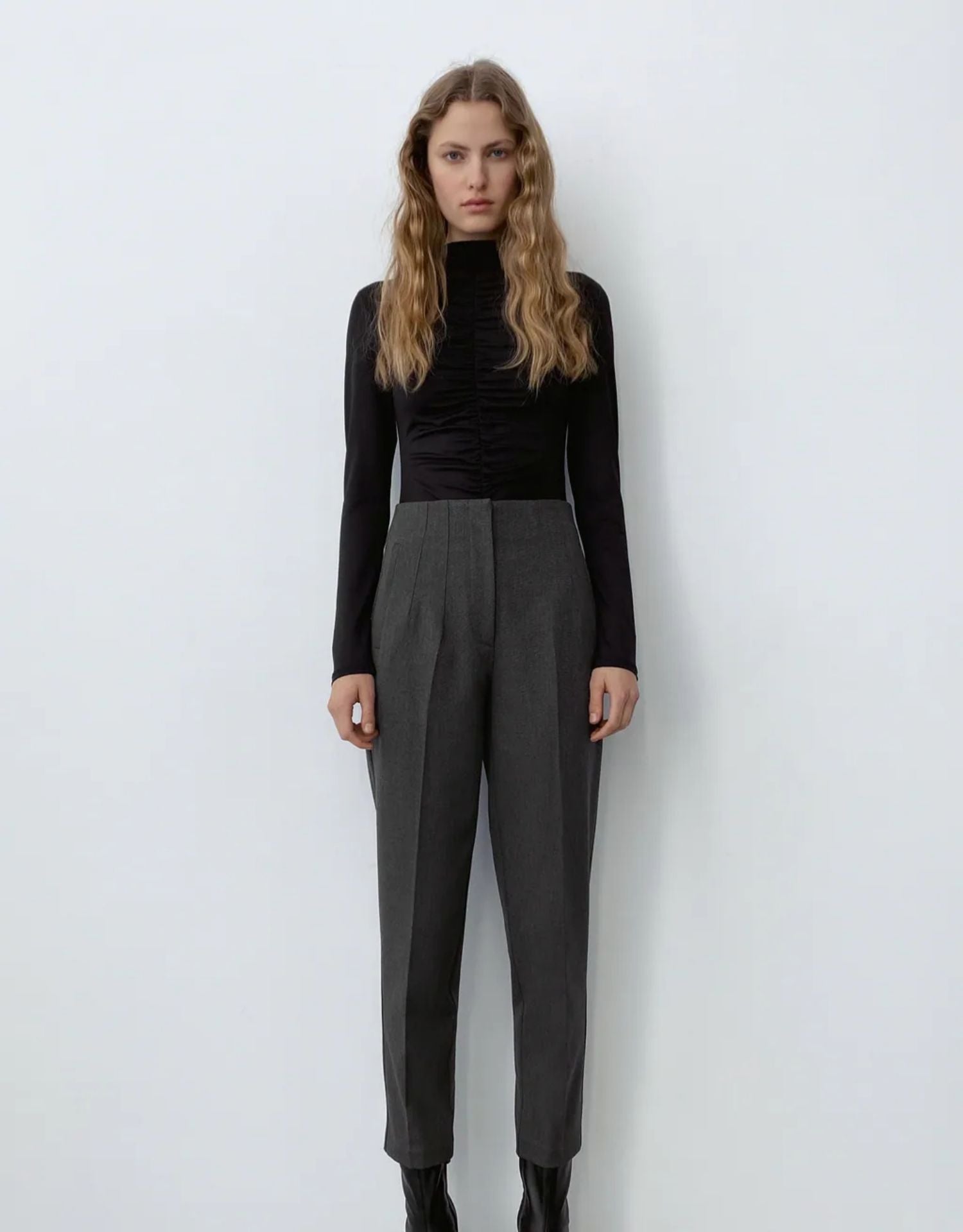 Tailored Pleat High Waist Pants