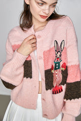 Yuleimy Peach Puff Color Block Cardigan