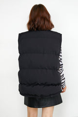 Nomi Black Stand Collar Puffer Vest
