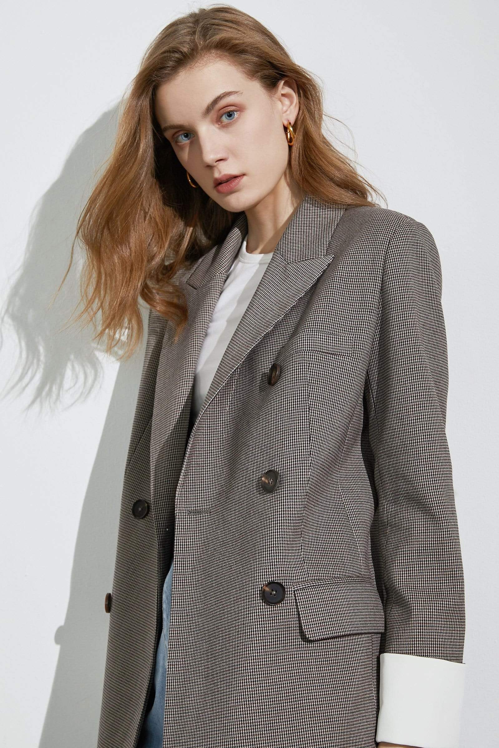 Herringbone Grey Oversized Blazer