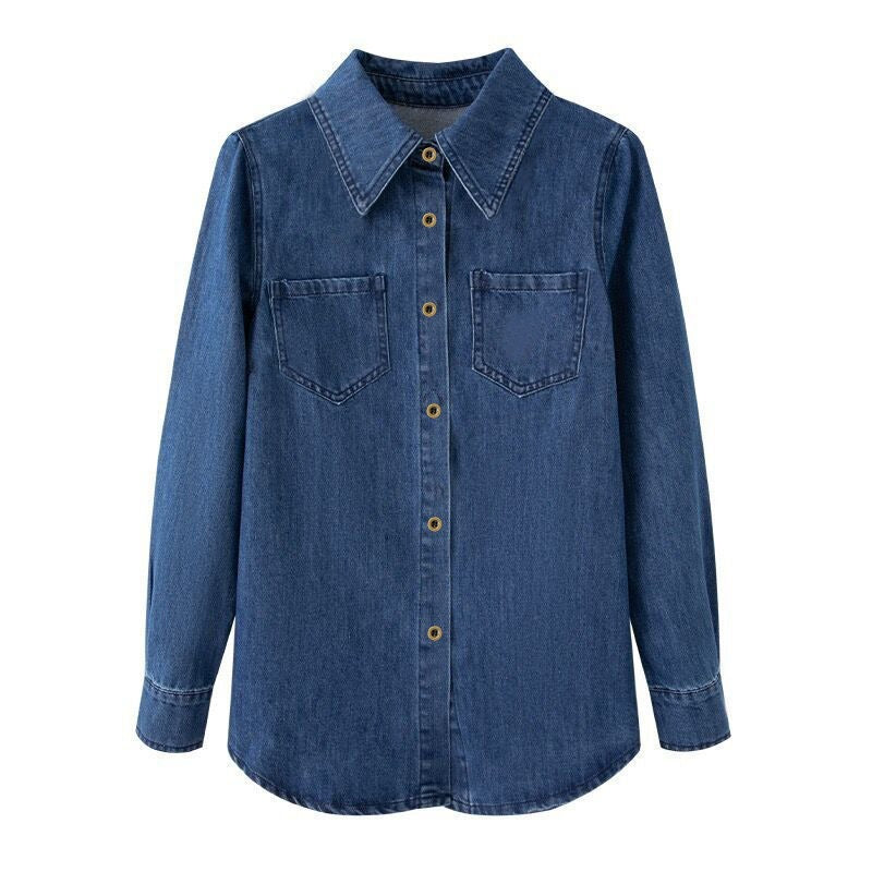 Literary Retro Denim Cardigan Shirt