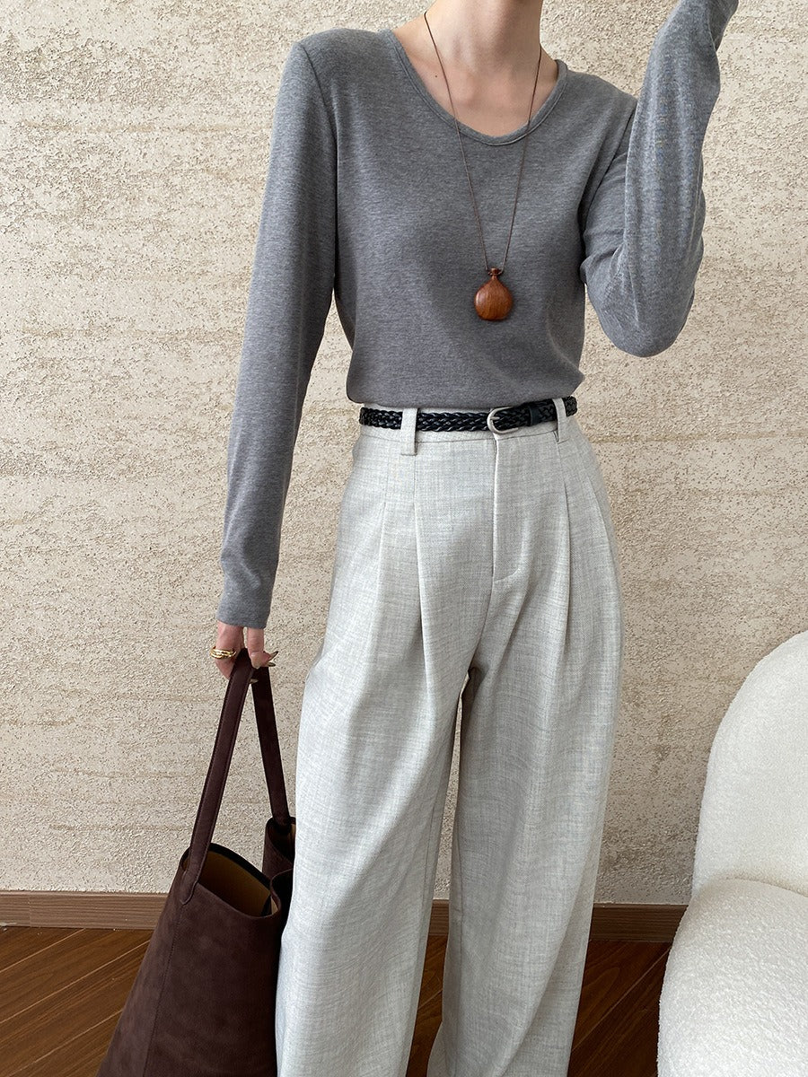 Simple Goose Egg Collar Slim Shoulder T-shirt Bottoming Shirt