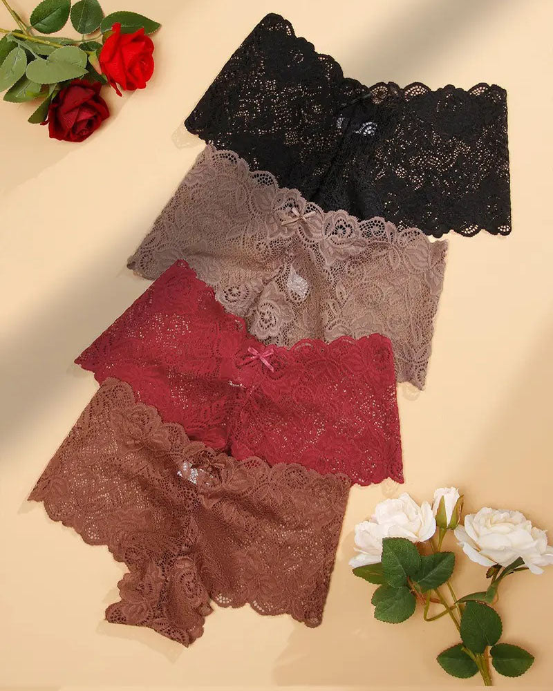 European And American Style Lace Women's Low-Lise Seamless Cut-Out Briefs