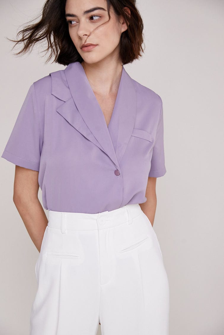 Medium Purple Asymmetric Button Down Shirt