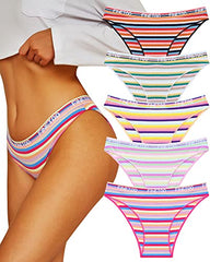 Cotton Underwear for Women Cheeky High Cut Breathable Stretch Ladies Hipster Bikini Panties Pack S-XL