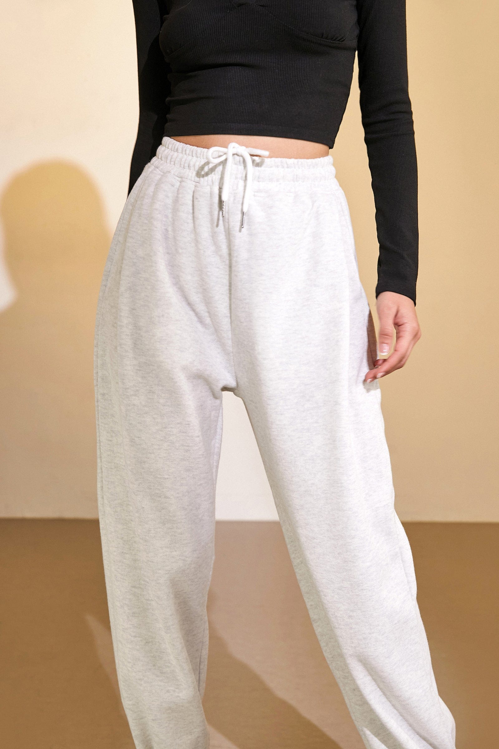 Gainsboro Drawstring Hem Joggers