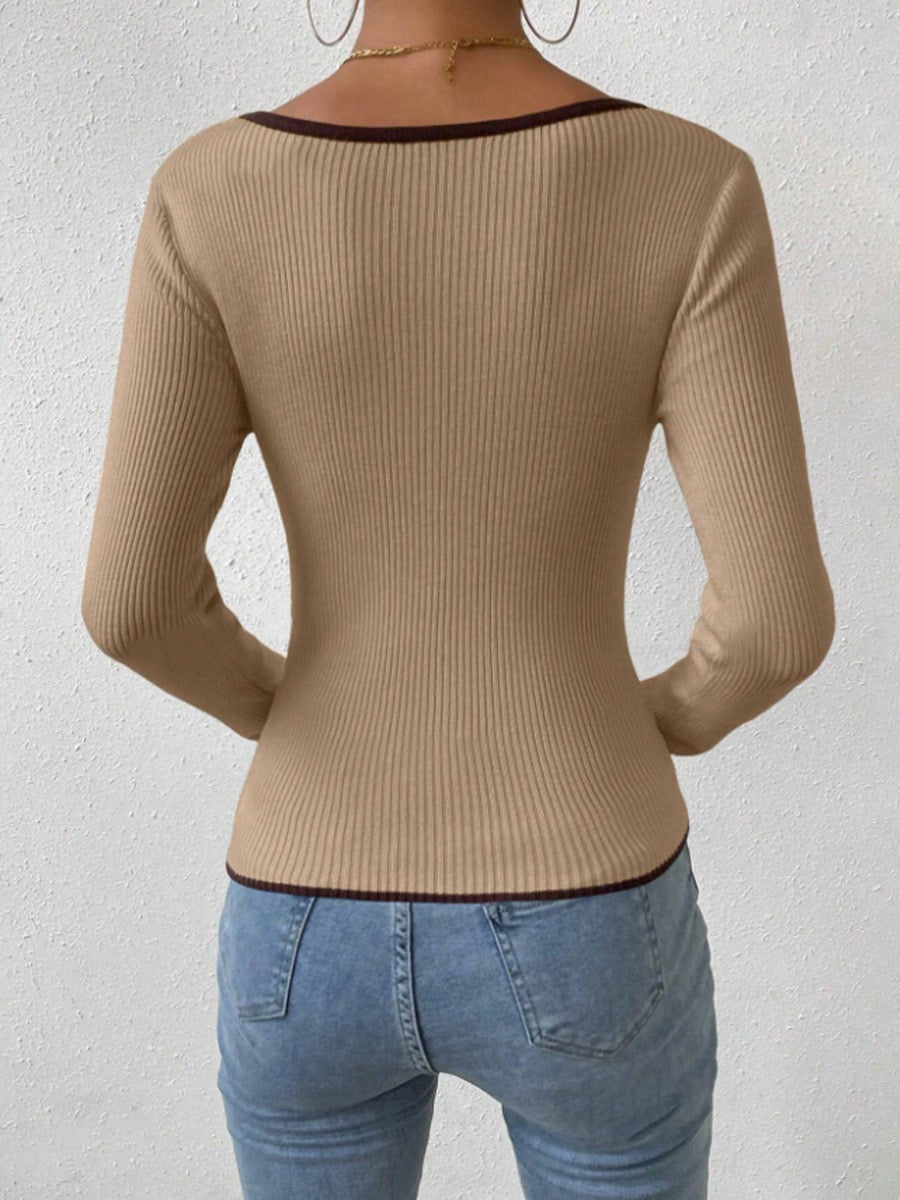 Contrast Trim Sexy Knit Top