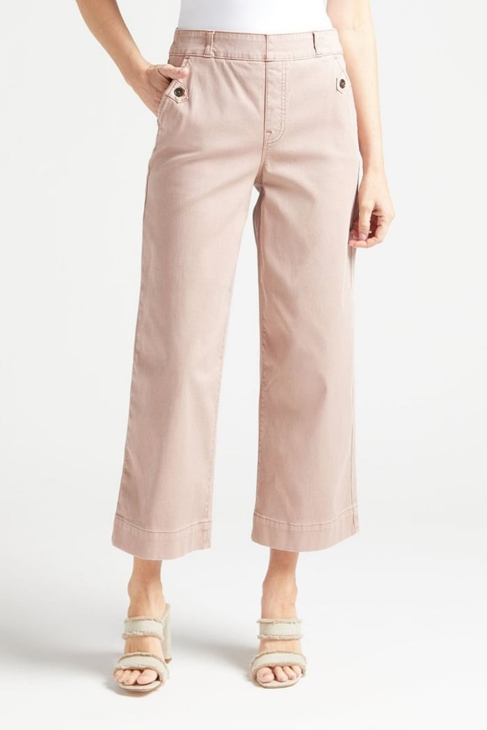 Stretch Twill Cropped Wide Leg Pants