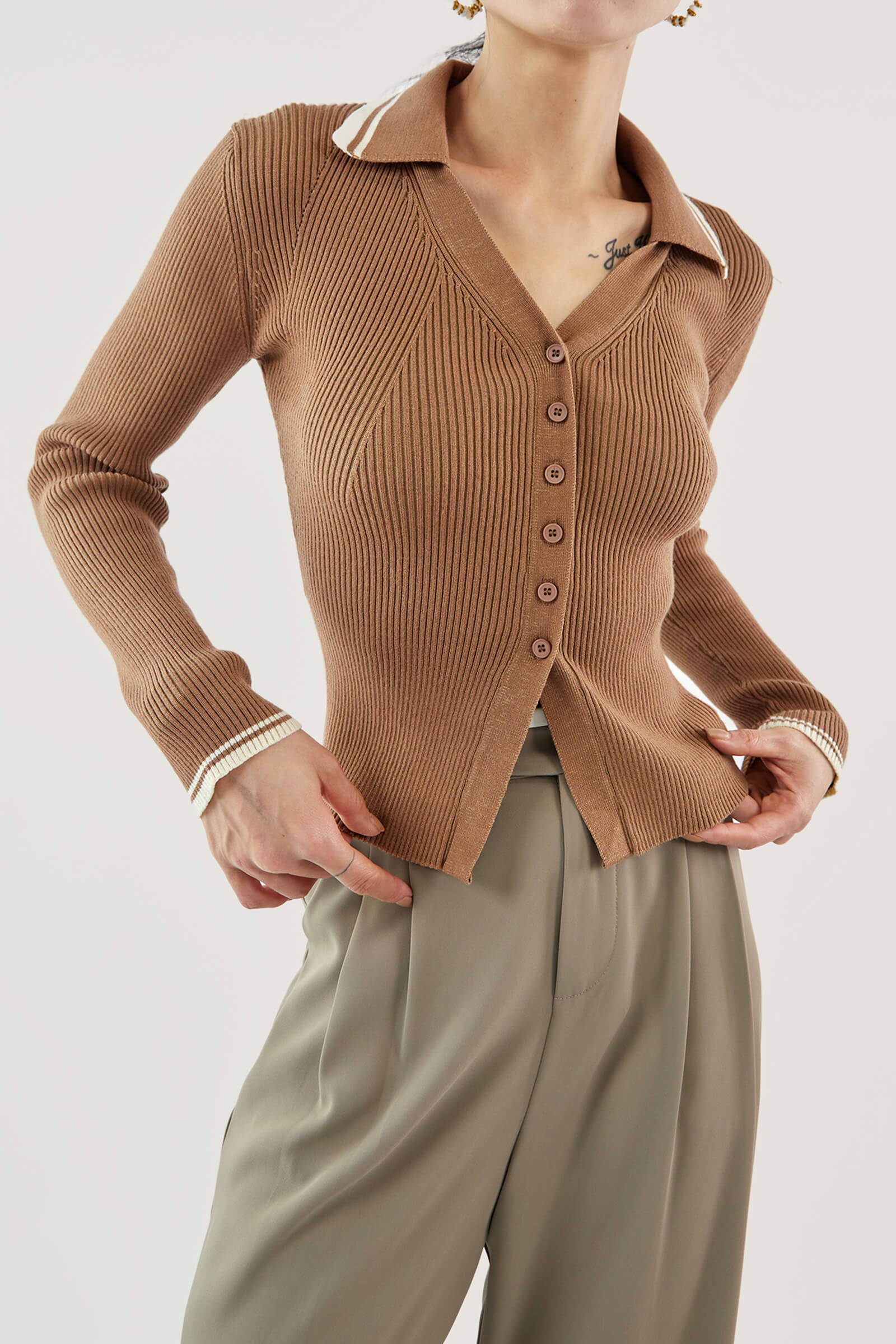 Peru Collared Long Sleeve Button-Up Cardigan