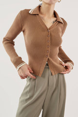 Peru Collared Long Sleeve Button-Up Cardigan