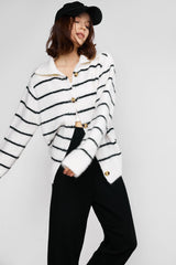 Darell White Pinstrip Cardigan