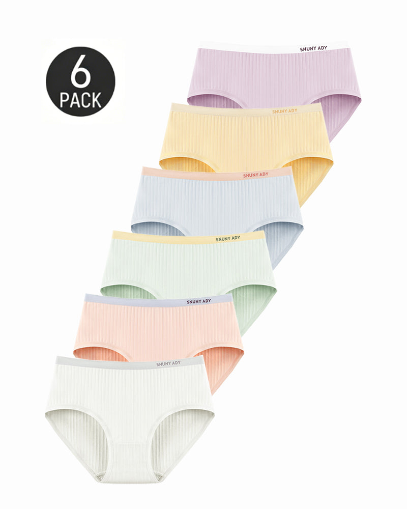 Multi-pack Pure Cotton Colorblock Ribbed Seamless Briefs