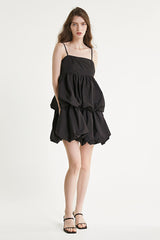 Black Tiered Puffball Mini Dress