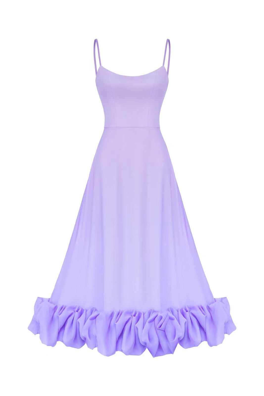 Purple Slip Petal Hem Midi Dress