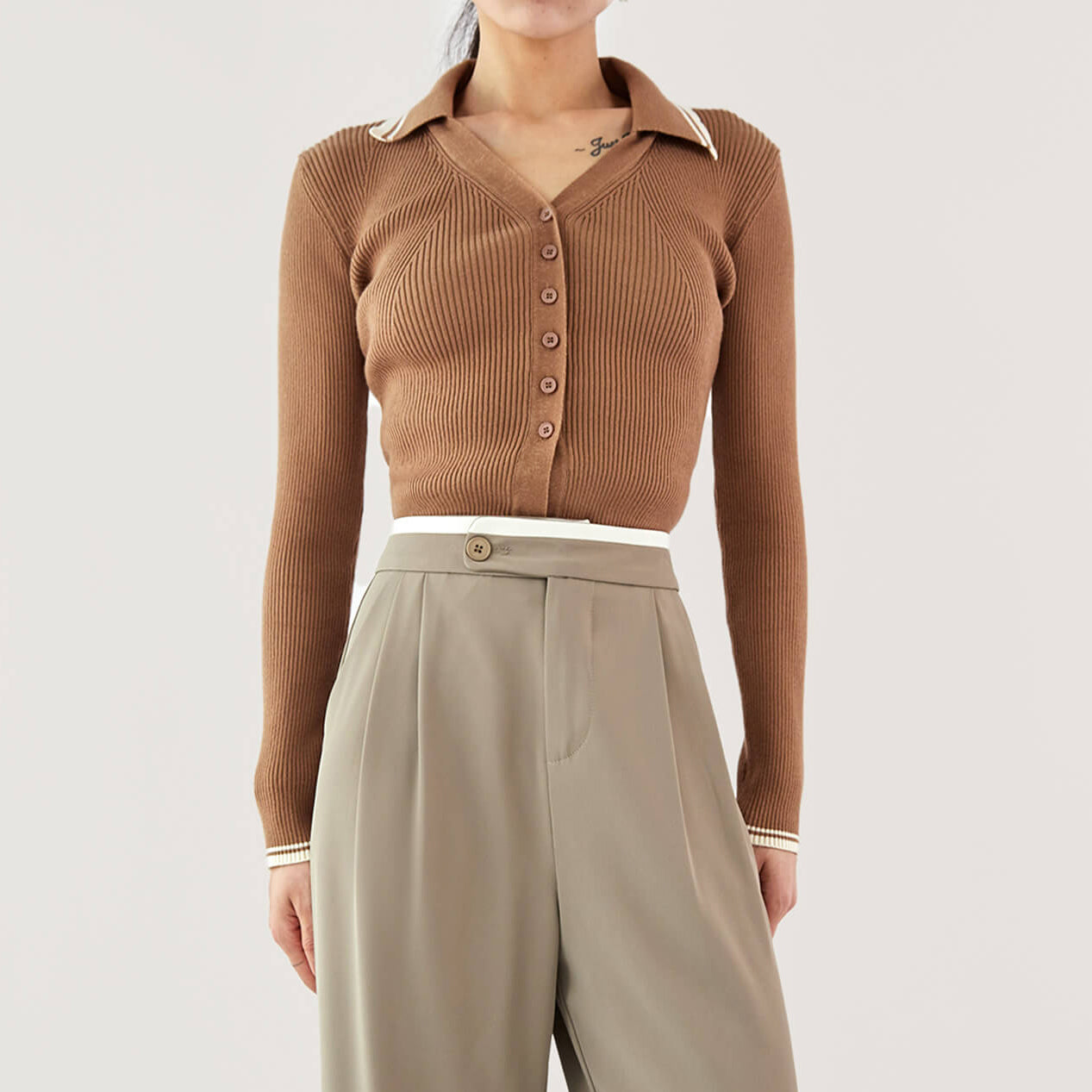 Peru Collared Long Sleeve Button-Up Cardigan