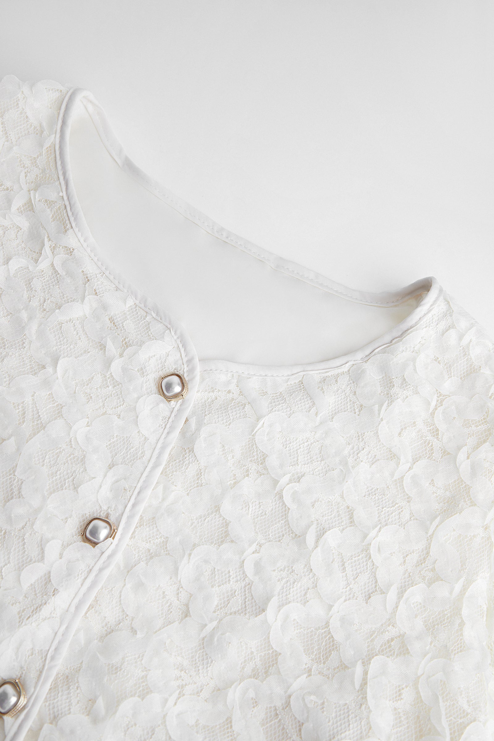 Light Yellow Textured Floral Button Front Blouse