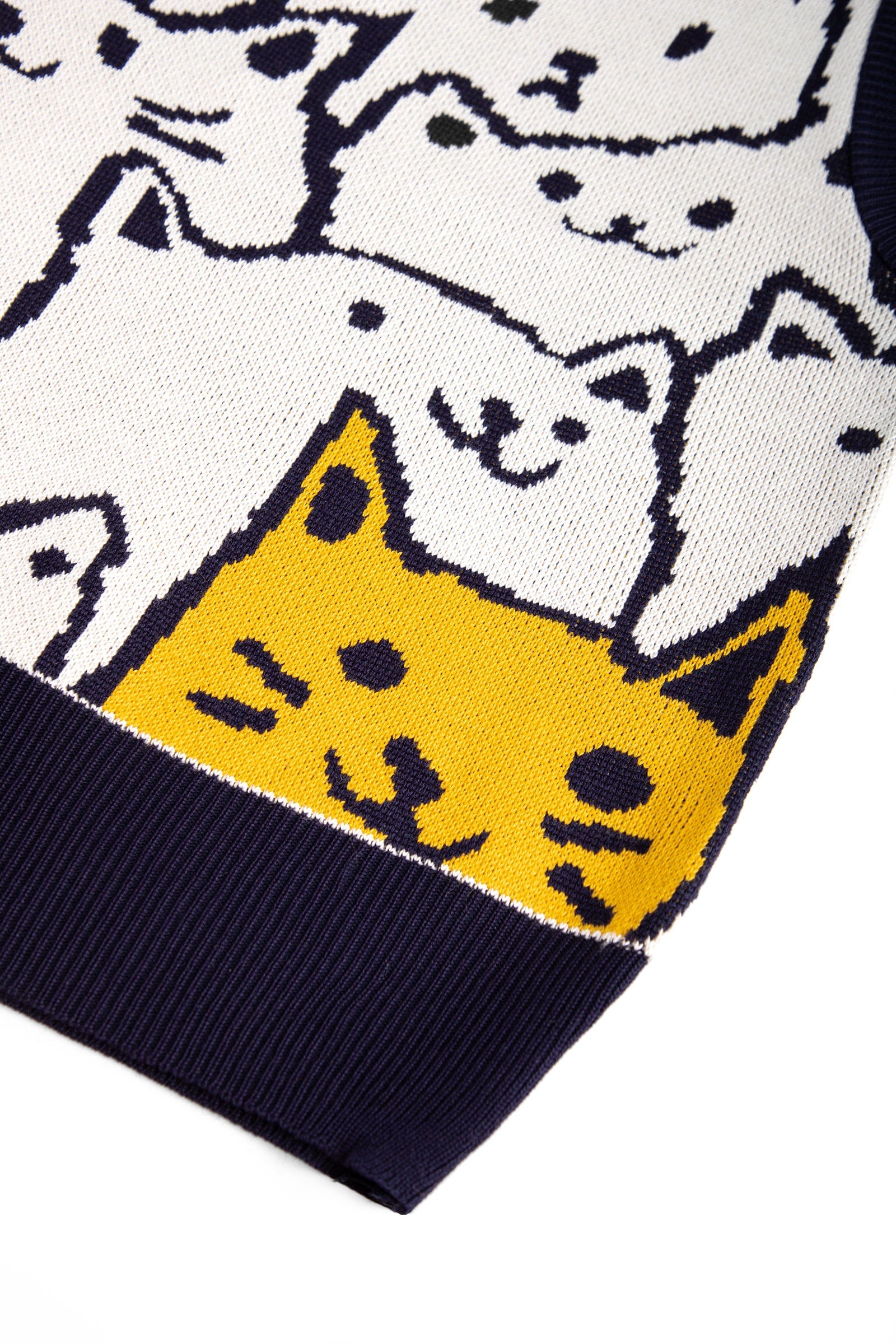 Midnight Blue Cat Print Knitted Vest