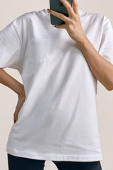 Women's White Chest-Pocket Cotton T-Shirt