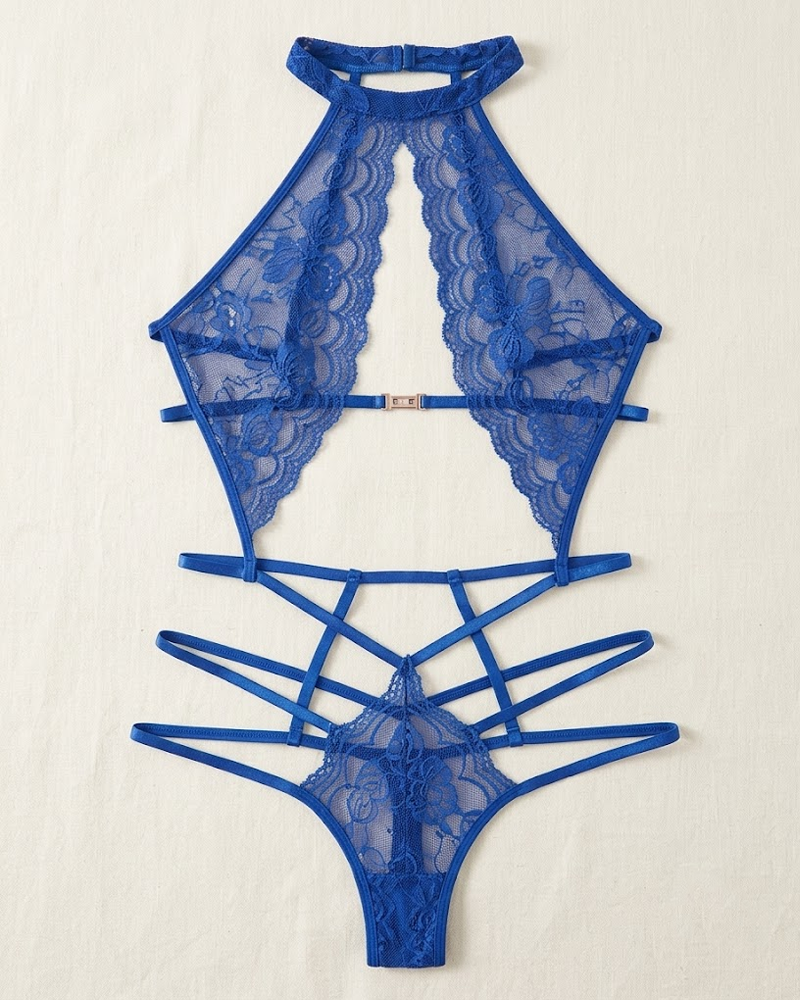 Lace Cut-Out Sheer Slim Fit Lingerie Bodysuit