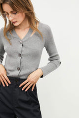Grey Button-Up Cardigan