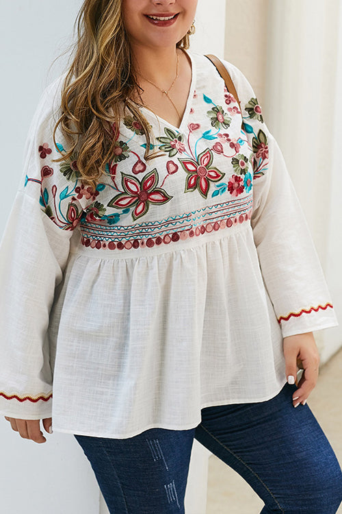 Made For Me Flower Embroidered Oversized Top - 2 Colors