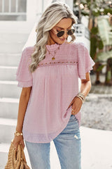 Sweet One Swiss Dot Lace Short Sleeve Top - 4 Colors
