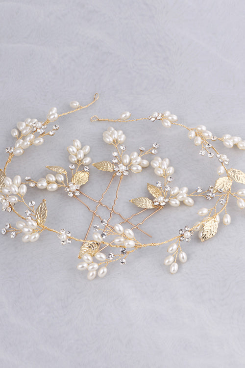 Pearl Diamond Hair Band&Hairpin